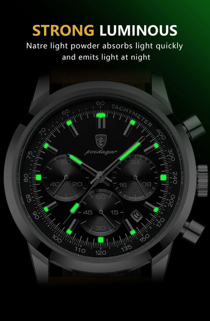 POEDAGAR Classic Chronograph Watch