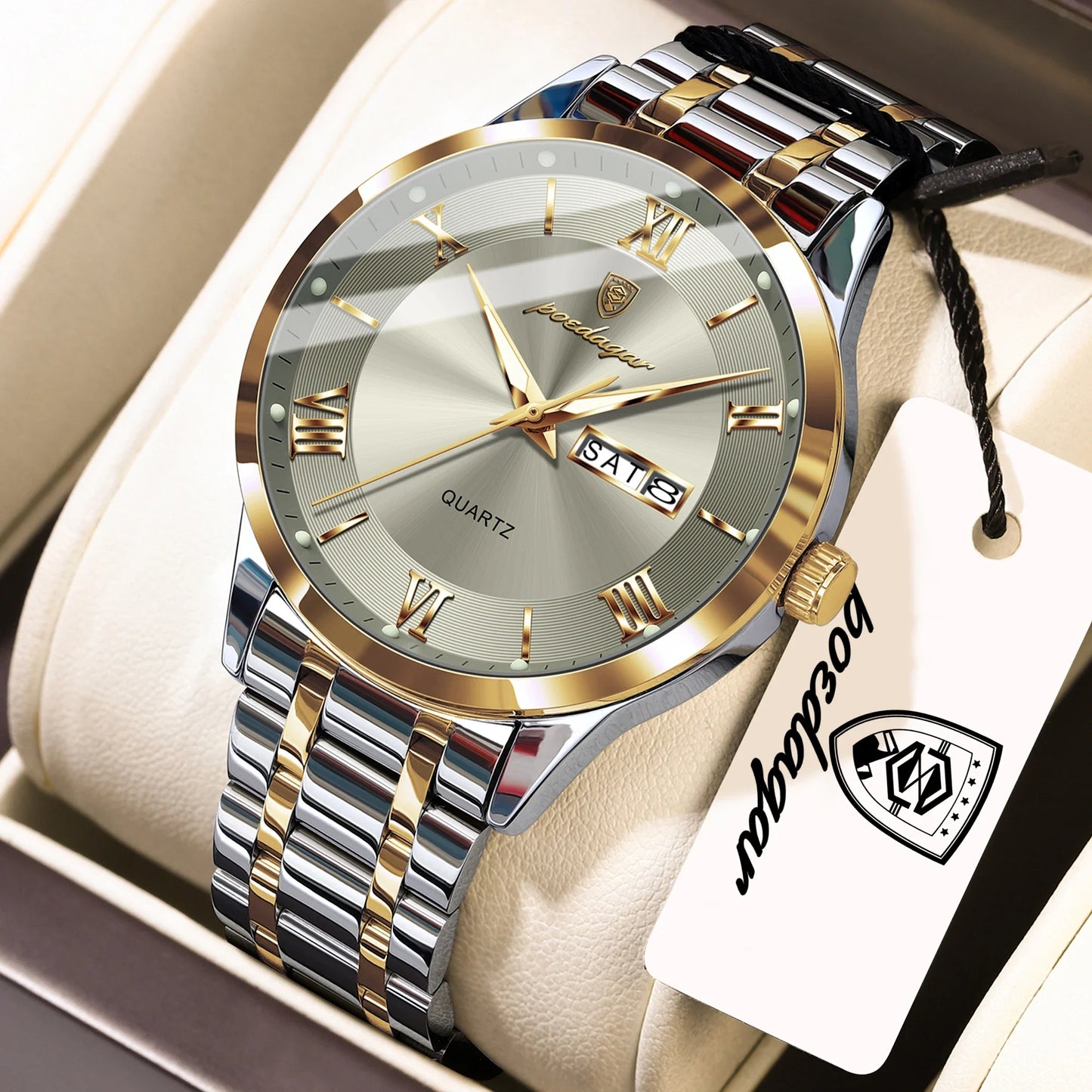 POEDAGAR Classic Day-Date Watch