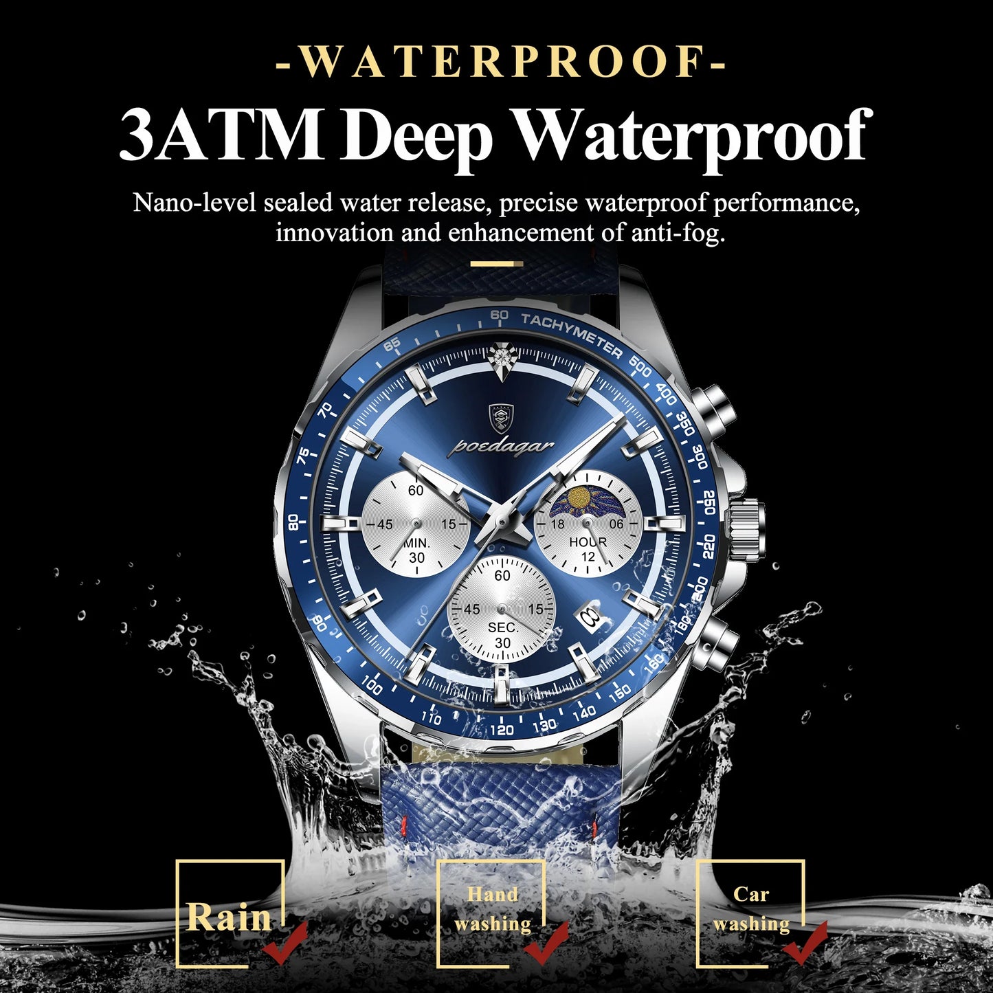 POEDAGAR Sport Chrono Watch