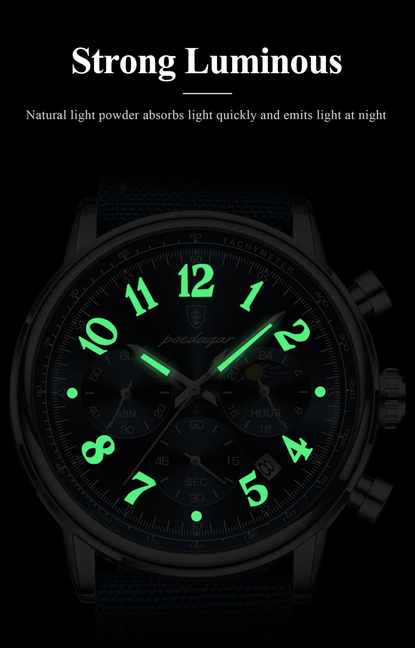 POEDAGAR Tactical Chronograph Watch