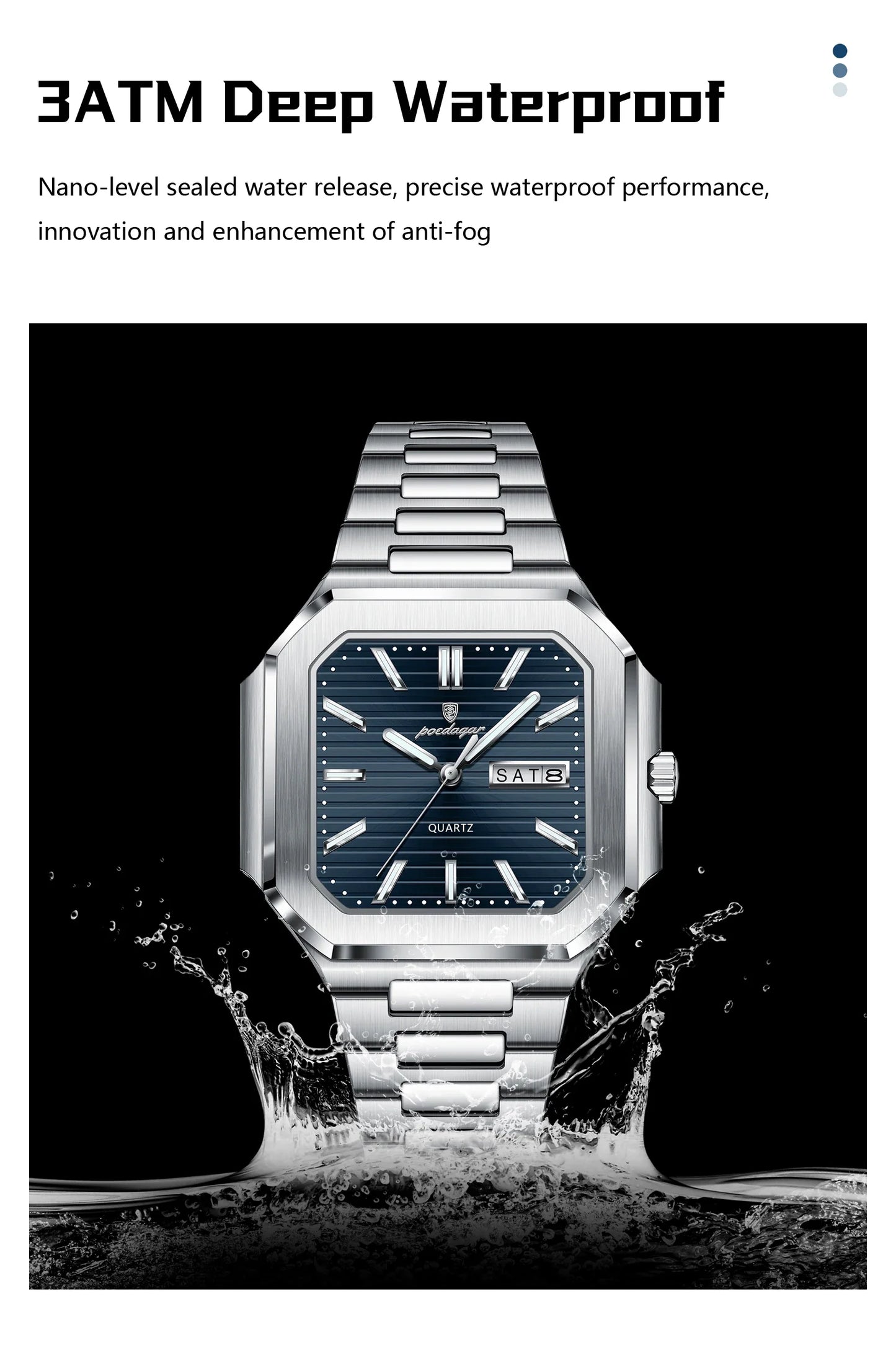 POEDAGAR Royal Square Watch
