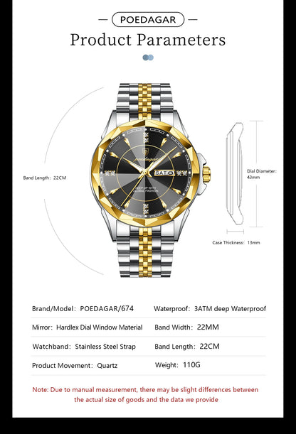 POEDAGAR Royal Steel Watch