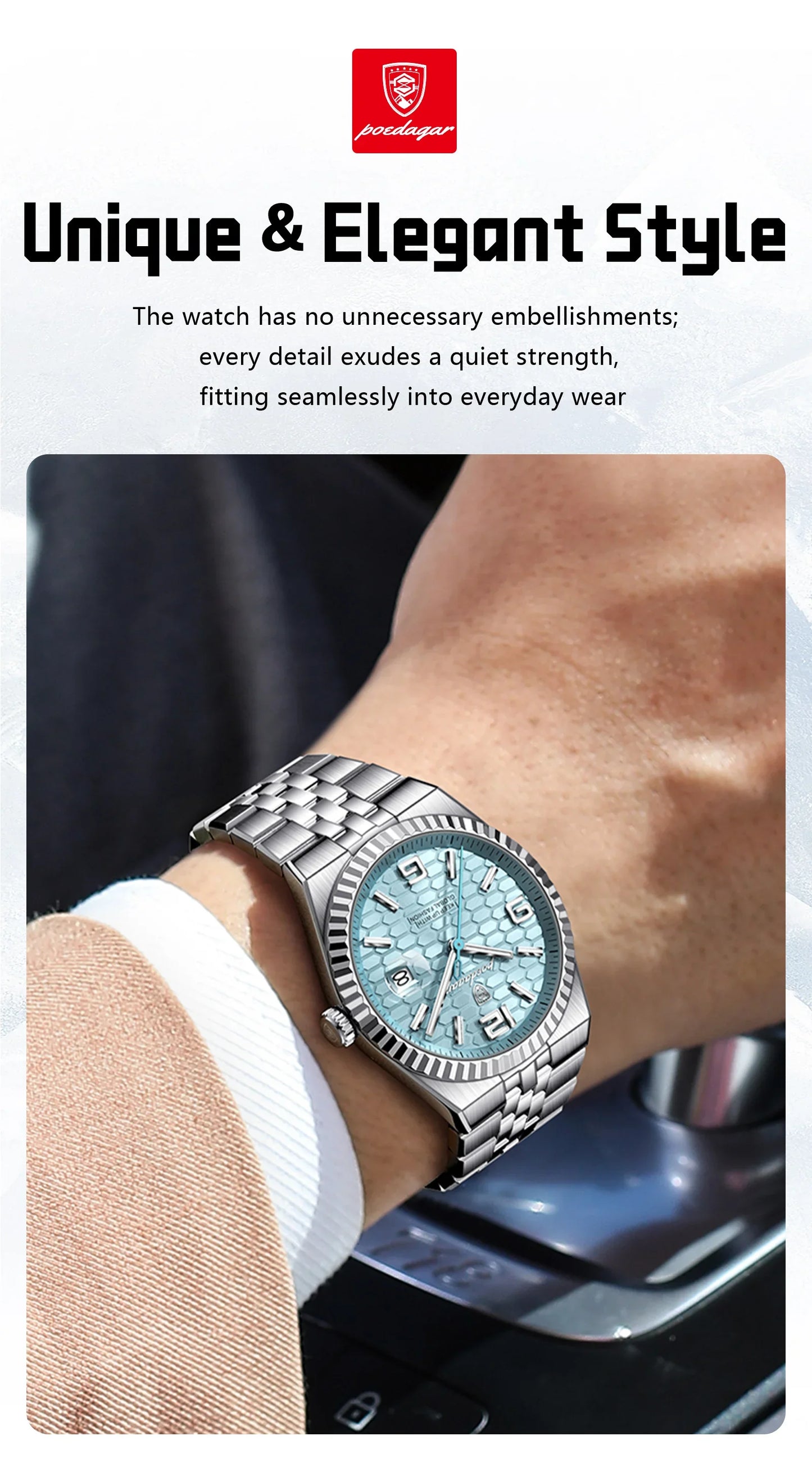 POEDAGAR Royal Steel Watch