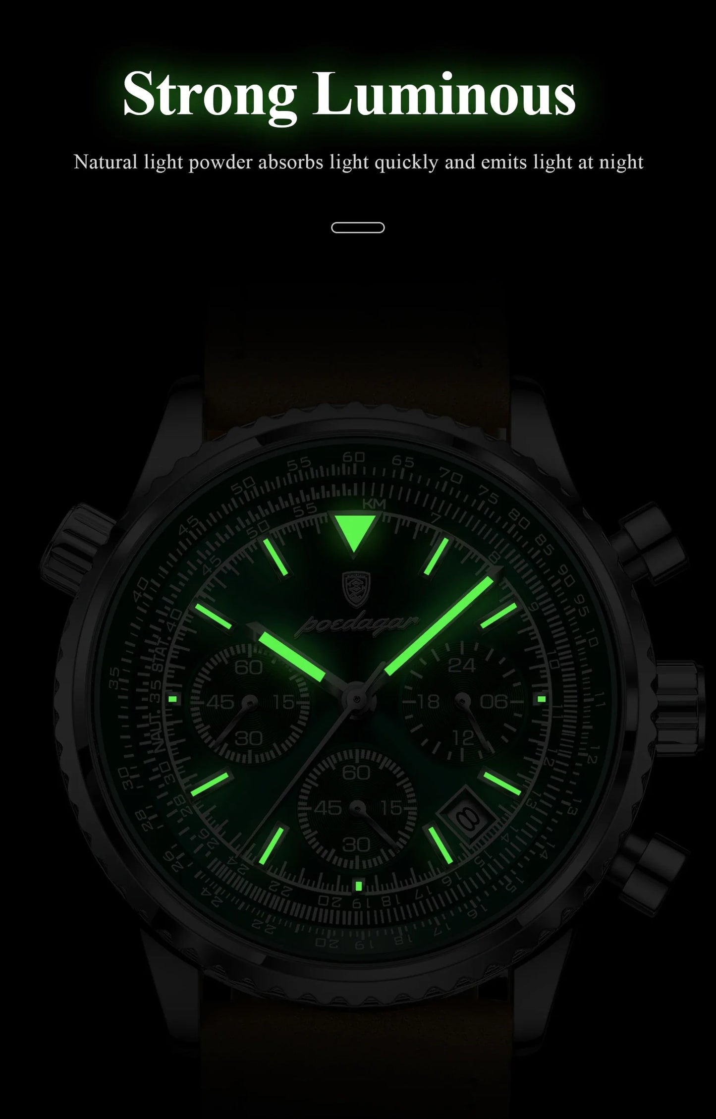 POEDAGAR Chrono Leather Watch