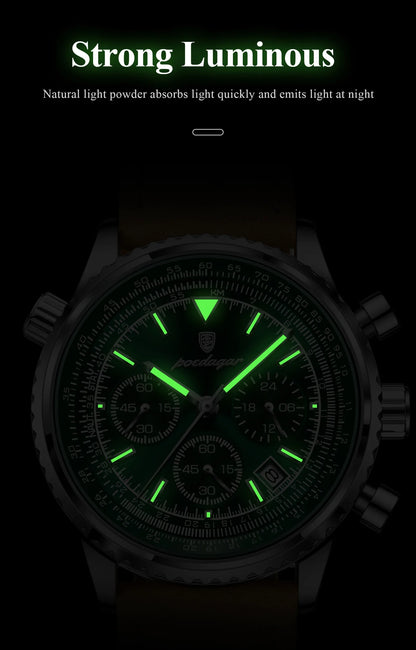 POEDAGAR Chrono Leather Watch