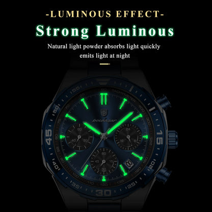 POEDAGAR Chrono Steel Watch