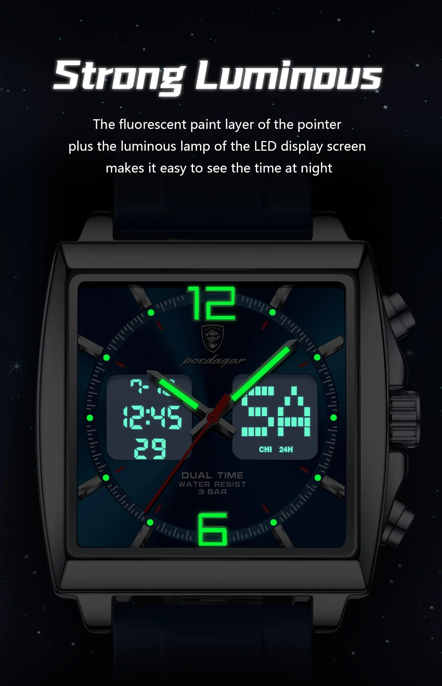 POEDAGAR DualTech Sport Watch