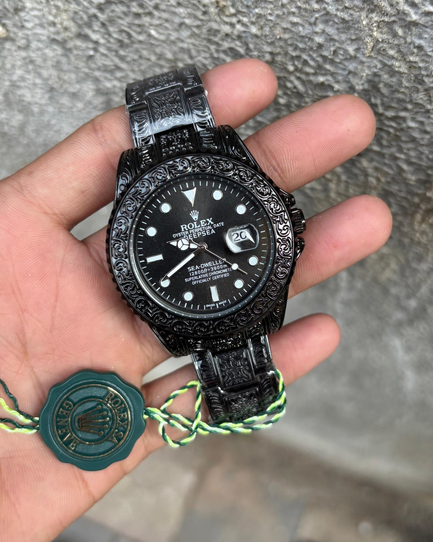 Rol-ex One of The Most Full Black Handmade Design Men's Watch