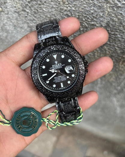 Rol-ex One of The Most Full Black Handmade Design Men's Watch