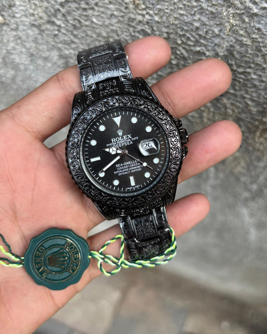 Rol-ex One of The Most Full Black Handmade Design Men's Watch