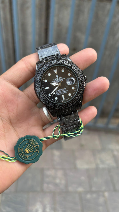 Rol-ex One of The Most Full Black Handmade Design Men's Watch