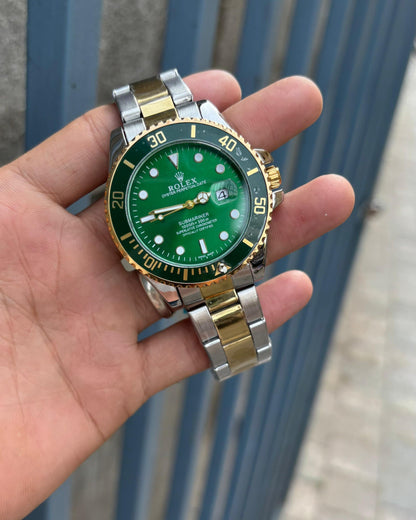 Ro-l-ex Submariner Quartz Green Dial Men's Watch