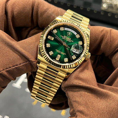 Ro lex Day-Date  Automatic Green Dial Men's Watch