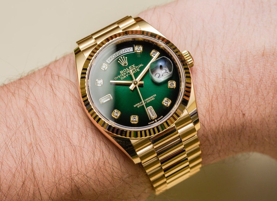 Ro lex Day-Date  Automatic Green Dial Men's Watch