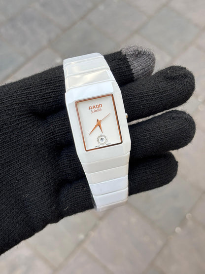 Rado Square White Dial Ciramic Belt Men's Watch