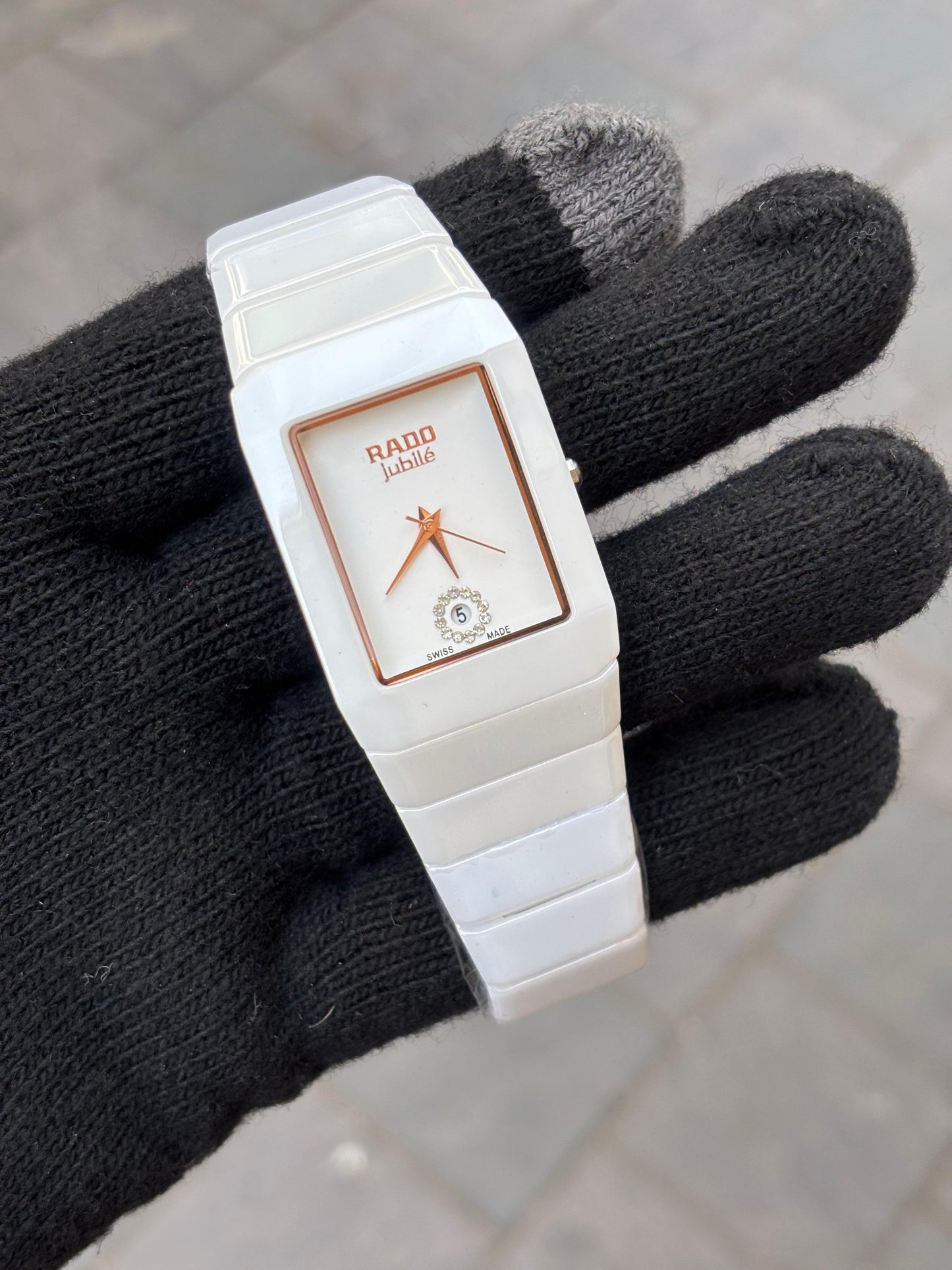 Rado Square White Dial Ciramic Belt Watch For Men's