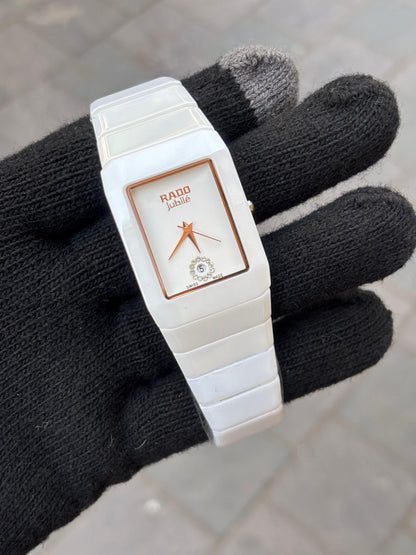 Rado Square White Dial Ciramic Belt Watch For Men's