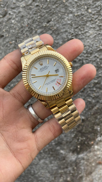 Rol-ex Datejust White Dial Analog Watch For Men's