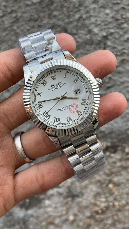 Rol-ex Datejust White Dial Roman Number Analog Men's Watch