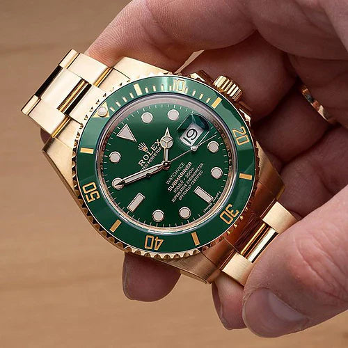 Rolex Submarine Automatic Golden Green Dial Metal Men's Watch