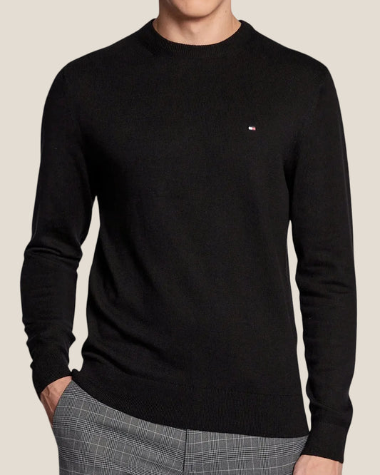 Maglione Girocollo In Misto Cashmere Con Logo Bandierina Ricamato