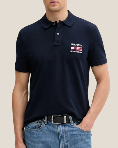 Polo Maniche Corte Bandiera Ricamata
