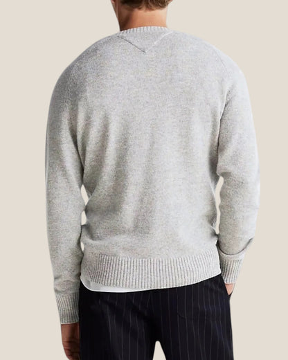 Maglione Girocollo In Lana Con Logo Bandierina Ricamato