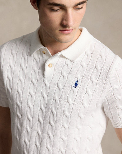 Ralph Lauren Spurs Knitted Polo Shirt White