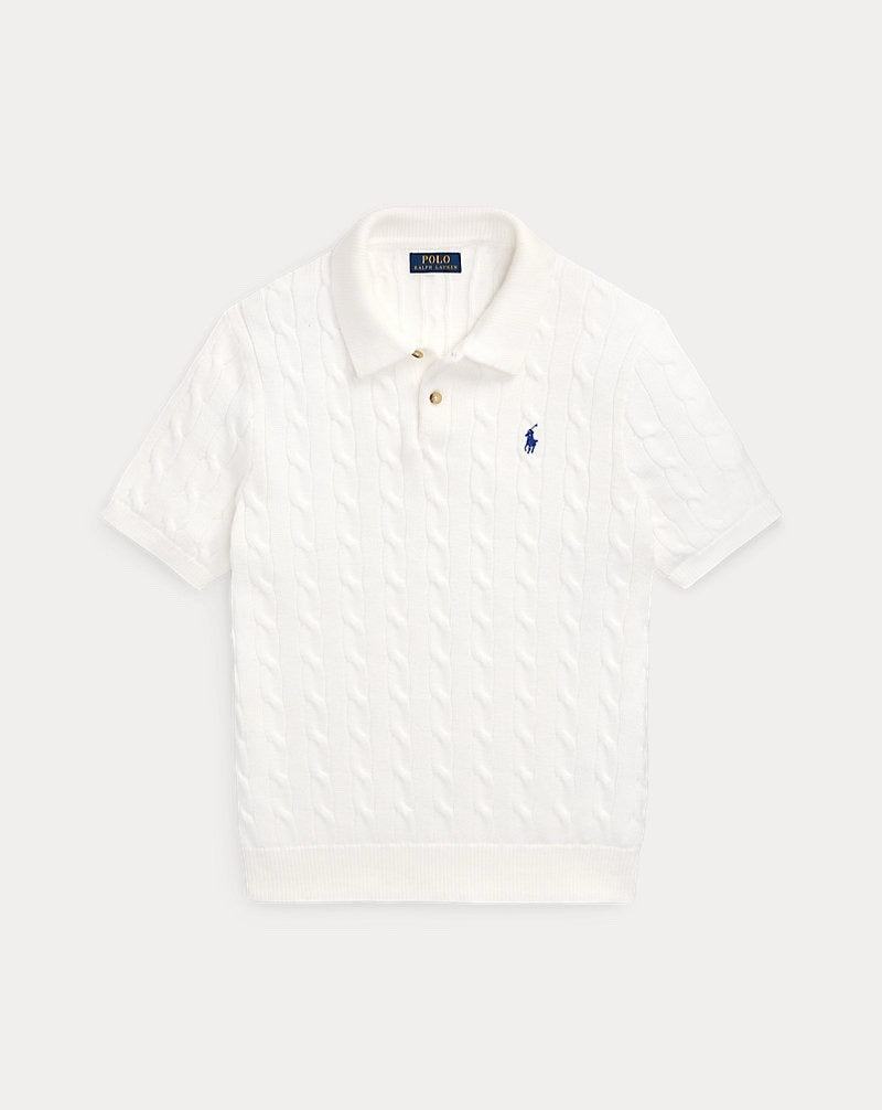Ralph Lauren Spurs Knitted Polo Shirt White