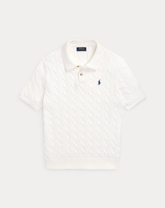 Ralph Lauren Spurs Knitted Polo Shirt White