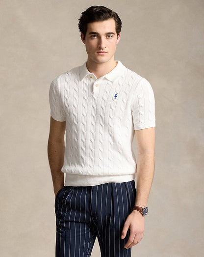 Ralph Lauren Spurs Knitted Polo Shirt White