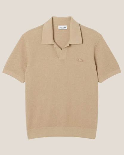 Lacoste Cotton Blend Open Polo Collar Sweater