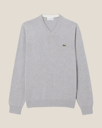 Lacoste Monochrome Cotton V-neck Sweater