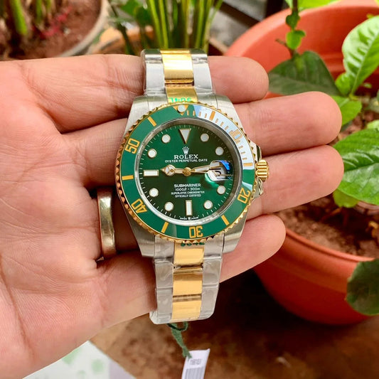 Ro-l-ex Submariner Quartz Green Dial Men's Watch