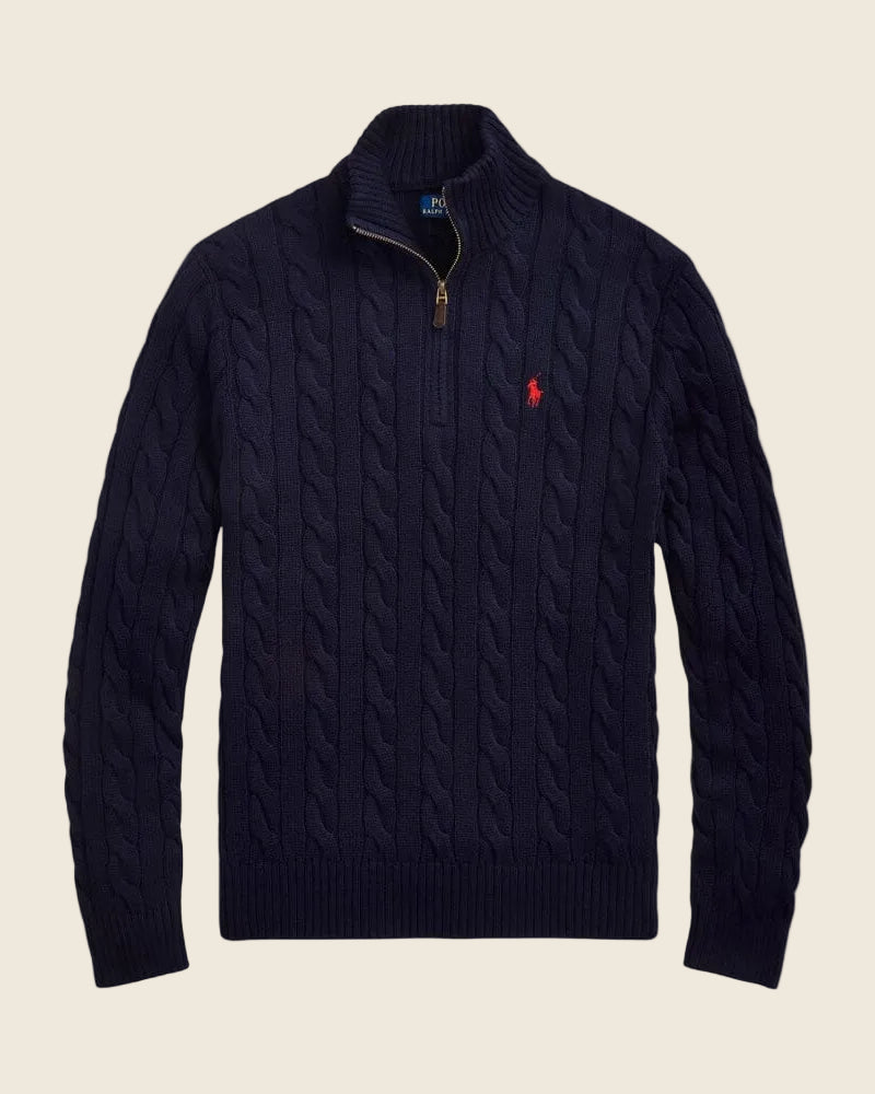 Ralph Lauren Chunky Cable-Knit Cotton Quarter-Zip Sweater