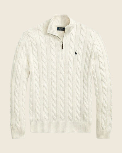 Ralph Lauren Chunky Cable-Knit Cotton Quarter-Zip Sweater